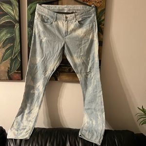 H&M low waist Boyfriend jeans tapered leg bleached distressed destroyed ripped
